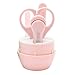 Produktbild YeahiBaby Baby Nagelpflege-Set, Nagelknipser, Feilen, Pinzette, Schere, tragbar, Baby Maniküre-Set, 4-teilig, Edelstahl, Rose, 6.5 x 6.5 x 12cm