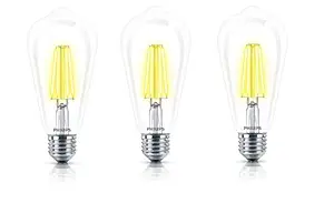 PHILIPS 8W e27 LED Golden Yellow/Warm White Bulb, Pack of 3, (Filament 8w ST64_Pk_3)