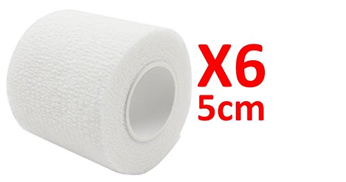 PintoMed - Bandage Cohésif - Blanc - 6 Rouleaux X 5 cm X 4,5 m Autoadhésif, Sports Bande, Premiers Secours Adhésif, Vet Wrap