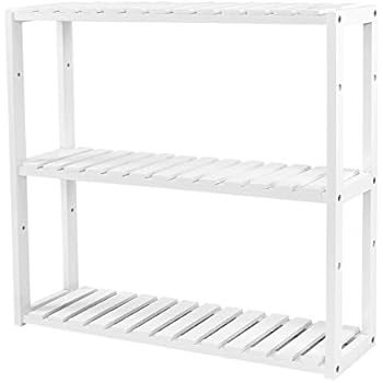 SONGMICS Bambus Regal, höhenverstellbar, 3-stöckiges Badregal