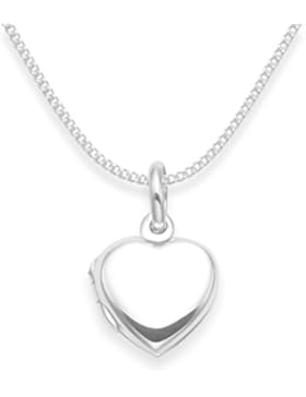 Halskette Medaillon Herz 925 Sterling-Silber für Kinder mit 35 cm Silber Kette – Größe: 13 mm klein – nur für...