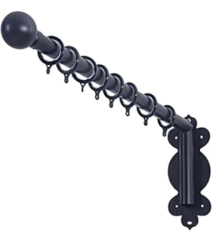Bras Oscillant Tringle à Rideau Robuste 120CM - Pivotante Flexible 25mm Avec Embouts Ronds Décoratifs Or