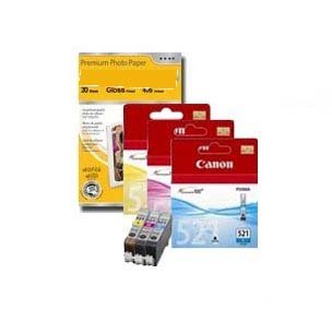 Canon - CLI 521 - Color Multipack - Cartouche d encre d origine - Jaune  Cyan  magenta   Premium Glossy Photo Papier - 4x6 - 20 feuilles