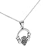 Sterling Silver and Sparkling Marcasite Irish, Claddagh Pendant with sterling silver chain.