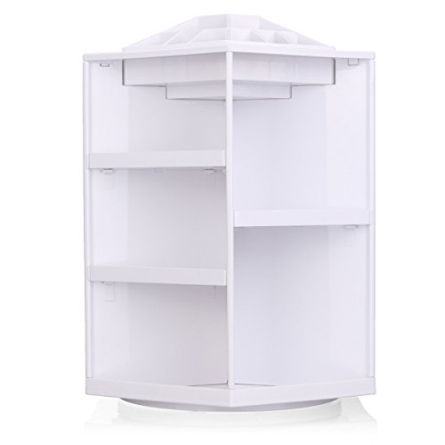LuckyFine 360° Drehung Aufbewahrungsdosen Schmuckkasten Aufbewahrung Kosmetikum Makeup Box weiss - 5