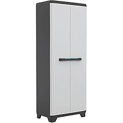 Kis 9724000 0616 02 Armoire Haute Linear Gris Clair-Noir, Plastique, 68 x 39 x 173 cm