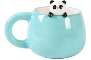 I-TOTAL® - Tazza in Ceramica con Animaletto in Ceramica sul Bordo, Tazza per Tè o Caffè (PANDASTIC) 450 ml