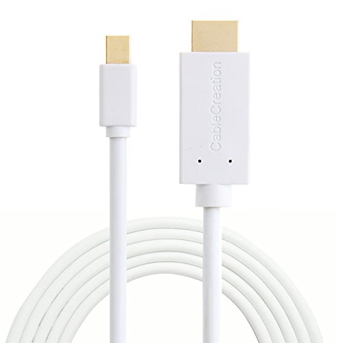 cablecreation (3) lang gold mini DisplayPort (Thunderbolt Port Kompatibel) auf HDMI AV HDTV Kabel für Mac Book, iMac, Mac Book Air, Mac Book Pro & Mehr, DP V1.2 unterstützt 1080p weiß Farbe 10 ft/3 m - 3