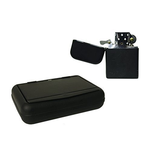 Preisvergleich Produktbild Awesome Gifts Matt Schwarz Tabakdose und Stormproof Benzin Feuerzeug