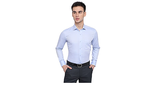 Buy METAL Men's Sky Blue Pure Cotton 