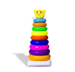 Tread Mall Stacks of 9 Pcs Circles Stacking Ring , Educational Toy Multicolored Rings Tower Construction Toys for Baby Boys Girls