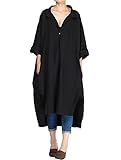 Vogstyle Women's Plus Size Cotton Linen Asymmetric Dress Black
