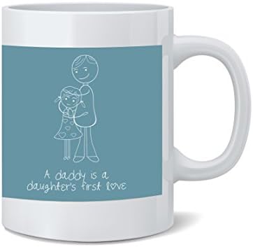 Feel Good Art Ceramic Mug in Modern Illustrative Design (Teal, A Daddy is a Daughter's First Love)