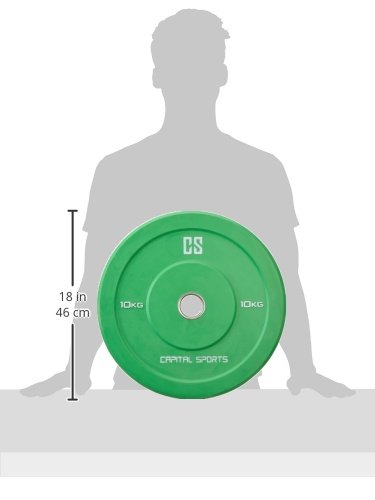 CAPITAL SPORTS Nipton Bumper Plate Hantelscheiben (verschiedenene Gewichte, 50,4 mm Aufnahme mit geglättetem Stahlinnenring, stoßabsorbierendes Hartgummi, Paar) - 2
