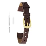 SEBAS Home Uhrenarmband Leder Original Uhr Lederarmband Ersatzarmband (Color : Brown Gold, Size : 6mm)