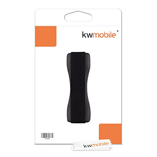kwmobile Supporto dita per cellulare - Sostegno adesivo universale elastico fascetta mano per iPhone 6 Samsung Galaxy Sony Xperia Huawei e altri nero