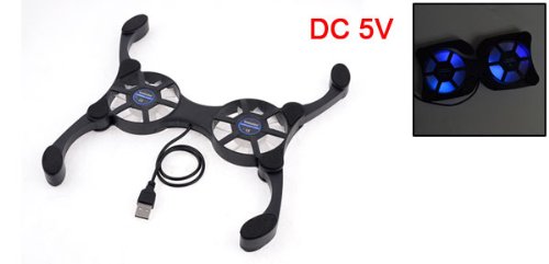 sourcingmap® USB 2.0 70mm Mini Dual Gebläse flaltbat Laptop Kühler Lüfter Kühlkörper Pad de - 2