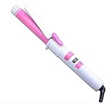 Qpzz Céramique Plaques Avancée Chauffe Rapide 4 Température Variable Rotation Doux Longue Conique Vogue bigoudi Cheveux,Whitepink