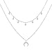 Produktbild HYhy Bohemian Multi-Layer Sliver Kette Halskette mit Runde Disc Mond Anhänger Frauen Mädchen Mode Charming Vintage Choker Schlüsselbein Kette Halskette Schmuck Geschenk