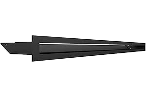 KRATKI griglia di ventilazione AIR | Griglia aria calda 6 x 80 cm | Nero | Griglia di scarico per ventilazione camino | Presa d'aria con un angolo di 45 gradi | resistente al surriscaldamento