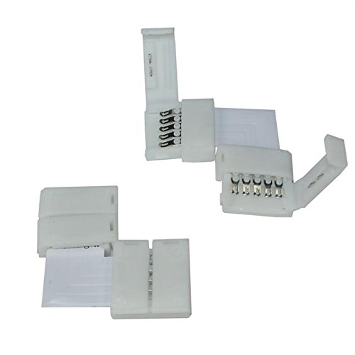 Morelight 10X 5PIN 12MM L SHAPE SORDLESS WELDLESS 90 ANGLE CONNECTOR QUICK FAST PCB FOR 5050 RGBW RGBWW LED STRIP LIGHT REEL