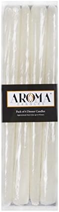 Aroma Candles Pack of 4 Dinner Tapered Pillar Candles Unscented 8hr Burn - Ivory