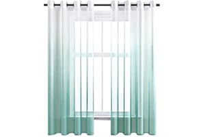 CUTEWIND 2 Piezas Cortinas Visillos Gradiente Vertical Visillo Degradado Salon Moderno con Ojales para Ventanas Habitación Dormitorio Juvenil Cocina Balcon 140x160cm Turquesa