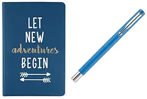 Doodle Adventures of The Mind Hard Bound Non Dated Diary (5.5 X 8.5 Inches, 80 GSM) A5 & Parker Vector Standard Fountain Pen Chrome Fine Nib with 3 Free Ink Cart | Body Color - Blue | Ink - Blue