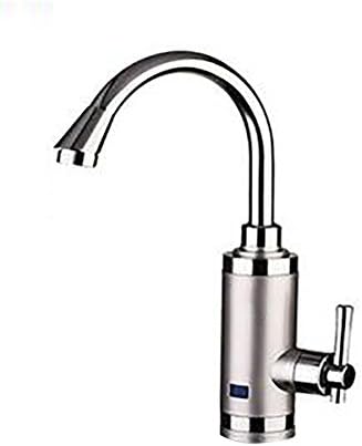 Electric Water Heater 360°Rotation 220V Instant Kitchen under inflow Hot Water Faucet with LED Digital Display,silver