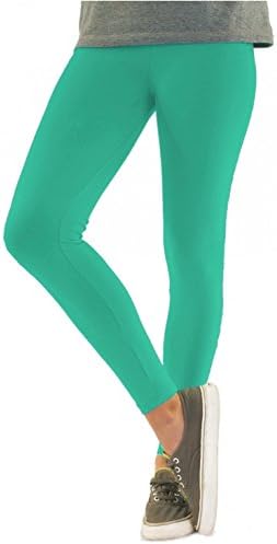 Opaque Women's Leggings Made of Cotton Leggins to the Ankles in Black White Green Gray Red Yellow, Colour: Mint, Size: M
