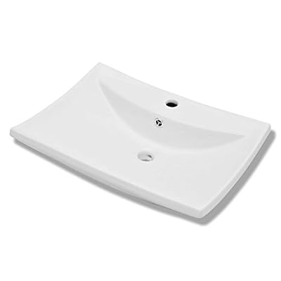 vidaXL Luxueuse vasque céramique rectangulaire avec trop plein