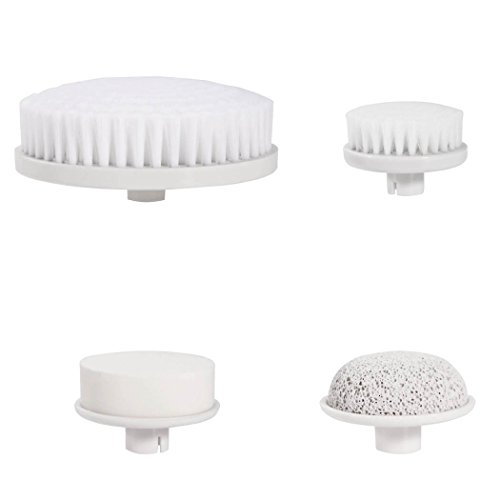 ACEVIVI® Gesichtsreinigungsbürste Gesichtsbürste Reiniger Hautreinigung für Verunreinigungen Schmutz Mitesser Talg Make-up mit 4 Bürstenköpfe (Kleiner Bürstenkopf Großer Bürstenkopf Gesichtsschwamm Bimsstein-Aufsatz), Grau - 3