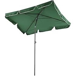 tectake 800683 Parasol rectangulaire, de Balcon de Plage, inclinable et réglable, Protection UV 50+, 200 x 125 x 235 cm - Plusieurs Coloris - (Vert | no. 403137-2)