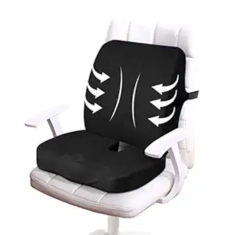 Grin Health Seat & Back Cushion Combo with Lumbar Support Pillow for Sciatica, Coccyx, Tailbone and Back Pain Relief (CoccyxLumbar: Below 90 Kg)