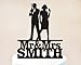 Produktbild Tortenaufsatz für Hochzeitstorte, Mr & Mrs Smith, Silhouette, Personalisiert mit Nachnamen, sexy Special Agent Police Cake Topper