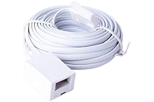 LANSENSU BT Telephone Extension Cable 5M, White BT Male to Female Extension Cable 6-Pin Straight Through Telephone Extension Cable for BT UK Landline Phone Cord Home & Office Fax Modem Extender 6 Wire (5M)
