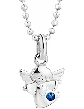 butterfly Mädchen Hals-Kette Silber original Swarovski Elements Engel-Anhänger Schutzengel blau längen-verstellbar...