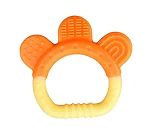 THE LITTLE LOOKERS? Single Silicone Fruit Shape Teether for Baby/Toddlers/Infants/Children (Ring Orange)