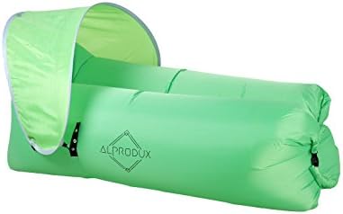 Inflatable Lounger, Portable Sofa with Square built in Pillow, Sun Visor and Stake, it’s Waterproof, Comfortable, Couch, Bed with Storage Bag, Ruck Sack for Beach, Camping, Festivals, Garden, Travelling, Pool, Party, Indoor and Outdoor in all weather and terrain. (Green)