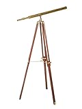 Artikel: Fernrohr Großes Fernrohr Fernglas Teleskop Messing mit Holz Stativ 150cm antik Stil