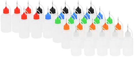 fenteer 30 Pcs Precision Tip Applicator Bottles, Plastic Dropper Bottles for Paper Quilling DIY Craft, e-liquid, e-juice Glue - Clear, 30ml