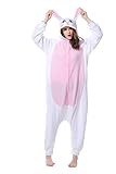 Unisex Erwachsene Kinder Pyjamas Cosplay Nachtwäsche Osterhase Tier Onesie Kostüme Schlafanzug Tieroutfit tierkostüme Jumpsuit (M, weiß Hase) - 