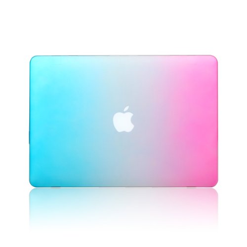 i-Buy Matte Gummierte Harte Schutzhülle Hülle für Apple Macbook Air 13.3 Zoll + Schutzfolie + Silikon Tastaturschutz + Anti-Staub-Stecker – Regenbogen - 5