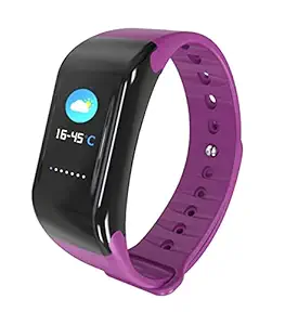 Aquaasian Colored Fitness Band with CE ROHS Blood Pressure and Heart Rate Monitor iOS Android, GETFIT 3.0, Color Display Screen- (Purple)