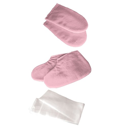 Deo Paraffin Wax Manicure Pedicure Mitts Booties Treatment Cotton Hands Feet Liners Protectors PINK