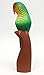 Produktbild Grün Cartoon Parrot handgeschnitzt und bemalt und Holz Ornament – Groß (keine 113)