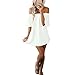 Produktbild feiXIANG Damen Kleid Skaterkleid Dress Off Schulter Casual Bekleidung Einfarbiger Wortschulterrock Partykleider Frauen Schulterfrei Casual Mini Kleider (M, Weiß)