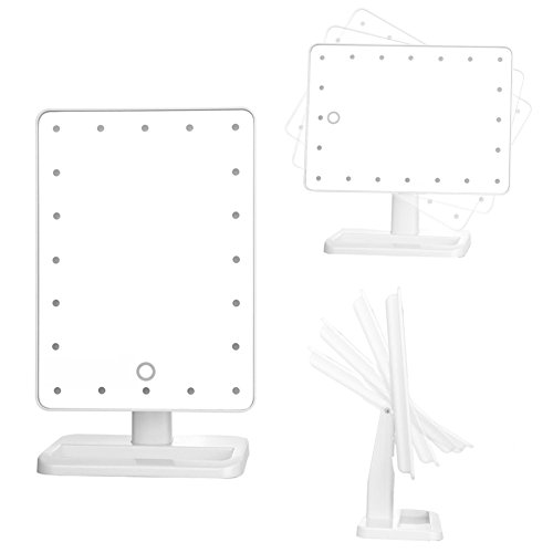 Cadrim kosmetikspiegel LED,20 LEDs, Dimmbar Durch Touch-Schalter, 10 x Vergrößerungsfleck , 12-Zoll Bildschirm, 180°Drehbar für Make up , Rasieren , Reisen,Schwarz/Weiß (Weiß) - 6