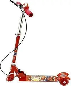 Gk enterprise Kick Scooter for Kids 3 Wheeler Foldable Kick Skating Cycle with Brake and Bell, LED on Wheels and Height Adjustable for Boys and Girls for 3-7 Years