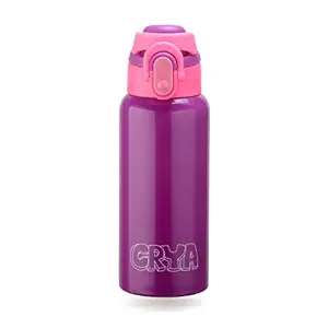 CRYA Zenith 600ML Stainless Steel Water Bottle for Hot and Cold Beverages for Upto 24 Hours, BPA Free and Leakproof Thermosteel Double Walled Insulated Vacuum Thermos Flask (600 ML, Purple)
